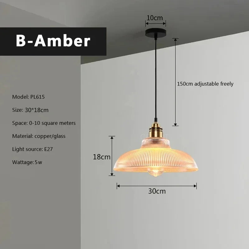 Nordic Glass Pendant Lights Retro Lighting Fixtures Home Lighting Bedroom Living Room Hanging lamp Beside Copper Lamp Luminaire