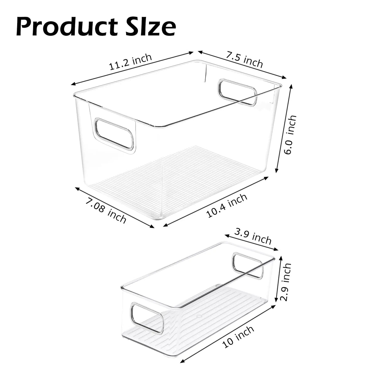 8 Pack Clear Plastic Storage Bins Pantry Organizer for Kitchen Fridge Cabinet Freezer Bathroom Home Organization Containers