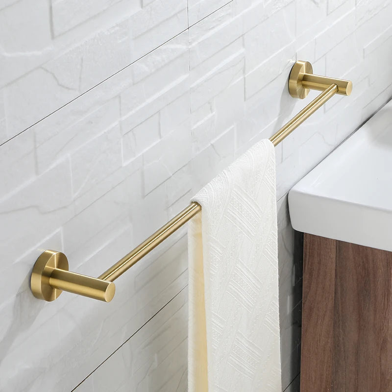 Brushed Gold Towel Bar Rack 304 Stainless Steel Hand Towel Shelf Hanger Holder for Bathroom Decor Wall Mount Bathroom Accessory