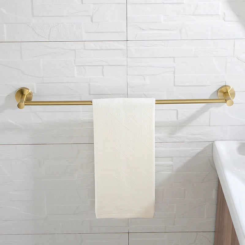 Brushed Gold Towel Bar Rack 304 Stainless Steel Hand Towel Shelf Hanger Holder for Bathroom Decor Wall Mount Bathroom Accessory