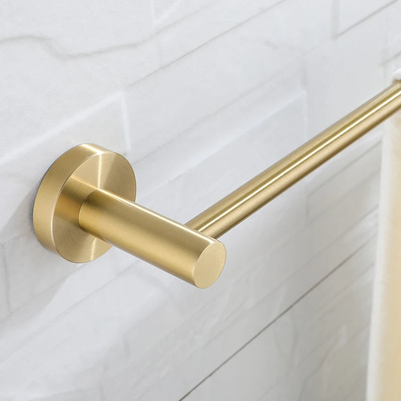Brushed Gold Towel Bar Rack 304 Stainless Steel Hand Towel Shelf Hanger Holder for Bathroom Decor Wall Mount Bathroom Accessory