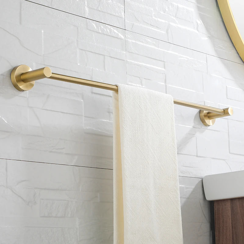 Brushed Gold Towel Bar Rack 304 Stainless Steel Hand Towel Shelf Hanger Holder for Bathroom Decor Wall Mount Bathroom Accessory