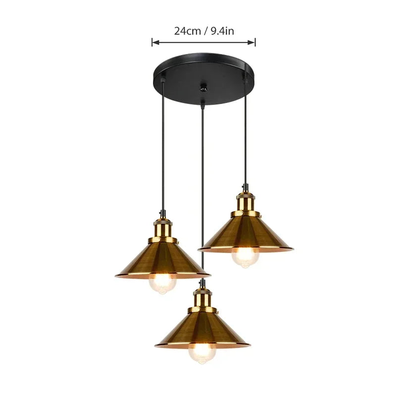Vintage 3Light E27 Pendant Light Chandelier for Living Room Dining Bedroom Hanging Lamp Home Lighting Fixture