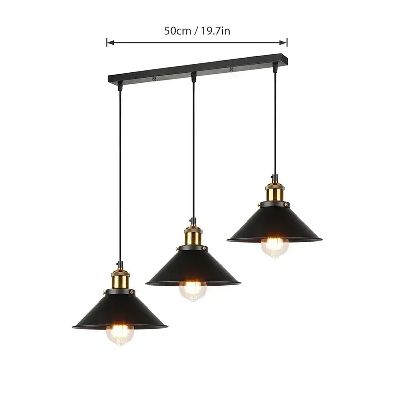 Vintage 3Light E27 Pendant Light Chandelier for Living Room Dining Bedroom Hanging Lamp Home Lighting Fixture