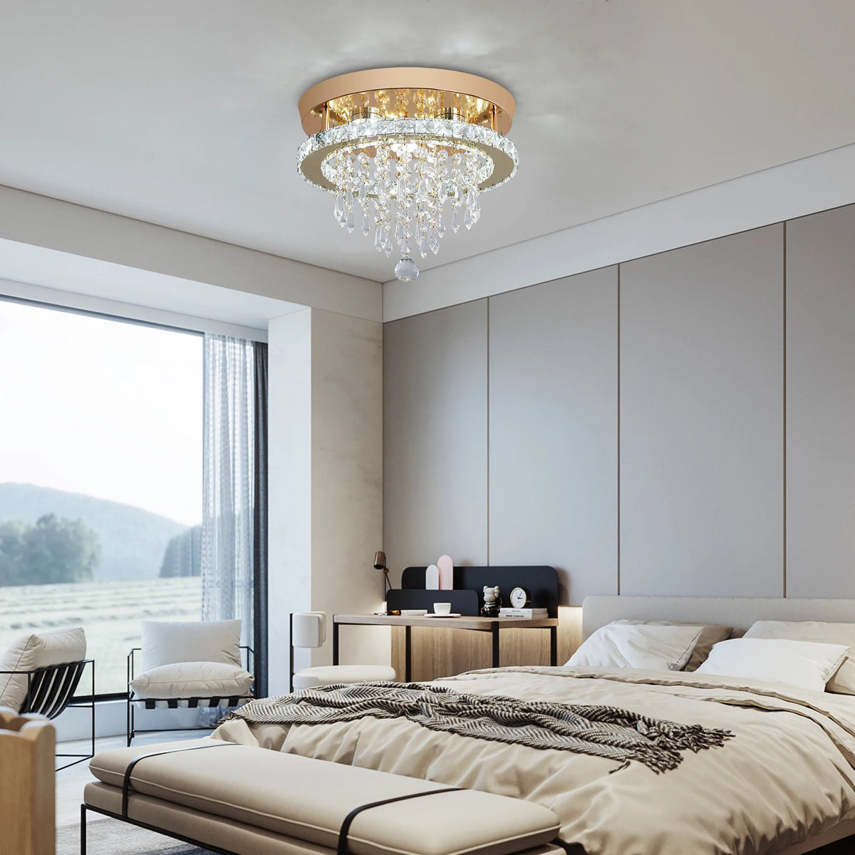 GreeLustr Luxury Crystal Chandelier Lustre Design Gold Modern Led Ceiling Light  Living Room Bedroom Hanging Lamp Lighting