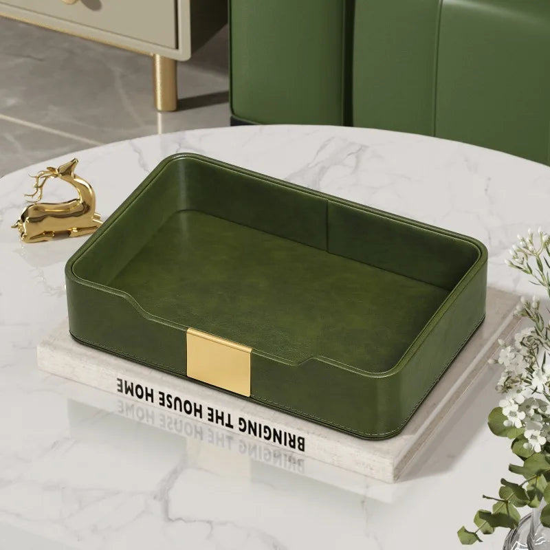 Leather Tray Decorative Trays Rectangular Vanity Keys Storage Tray Modern Luxury Accessory Organizer Trays Home Organization