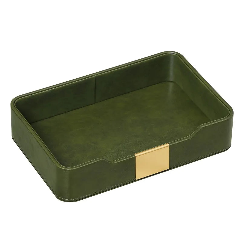 Leather Tray Decorative Trays Rectangular Vanity Keys Storage Tray Modern Luxury Accessory Organizer Trays Home Organization