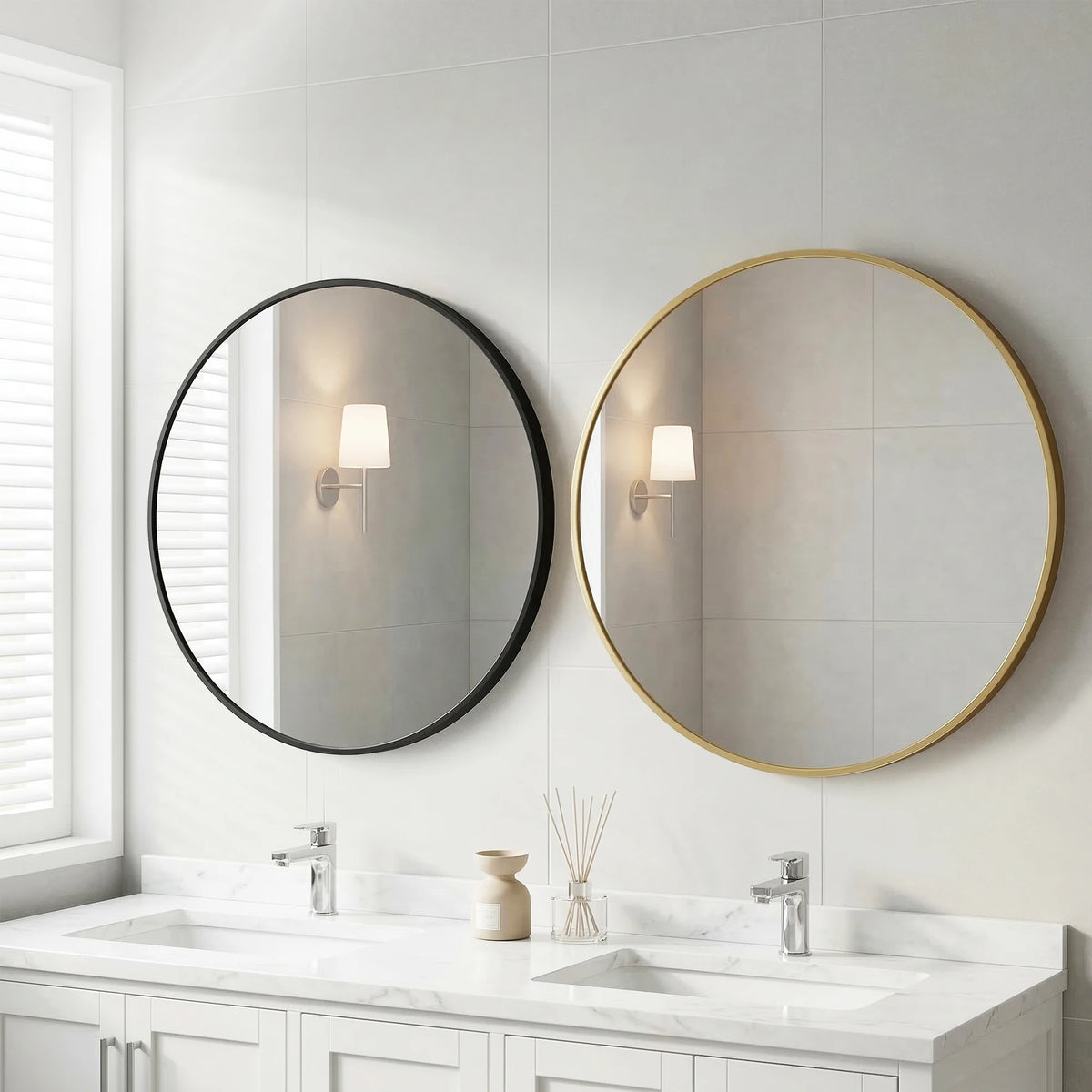 JHK 20 Inch to 30 Inch Round Wall Mirror Decorative Mirror Tempered Glass Waterproof Round Mirrors Shatterproof Design Bathroom Mirror for Over Sink Entryway Bedroom