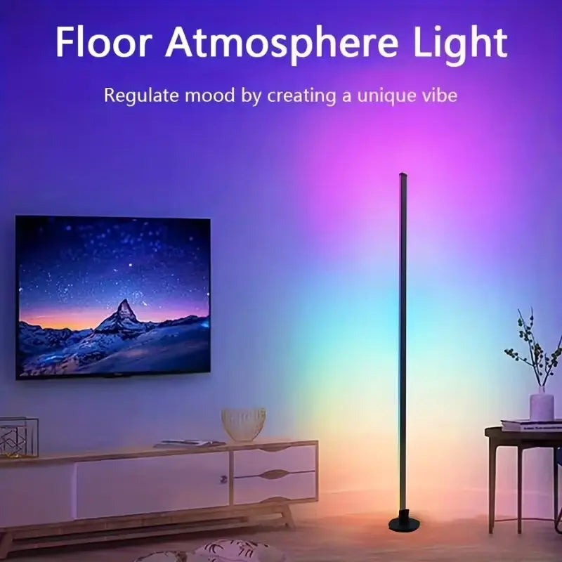 Smart RGB LED Corner Floor Lamp Music Rhythm Timing Remote Control Light for Living Room Bedroom Gaming Zone