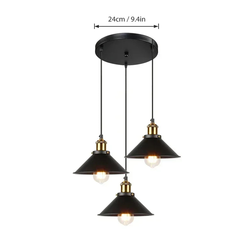 Vintage 3Light E27 Pendant Light Chandelier for Living Room Dining Bedroom Hanging Lamp Home Lighting Fixture