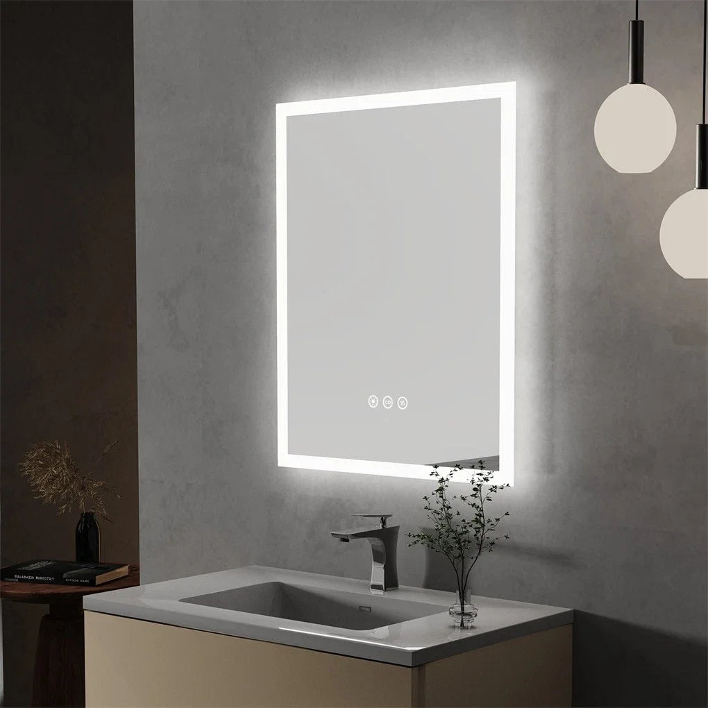 LUVODI Wall Mounted LED Bathroom Mirror Smart Touch Vanity Makeup Mirror with 3 Color Dimmable Feature And Defog Function