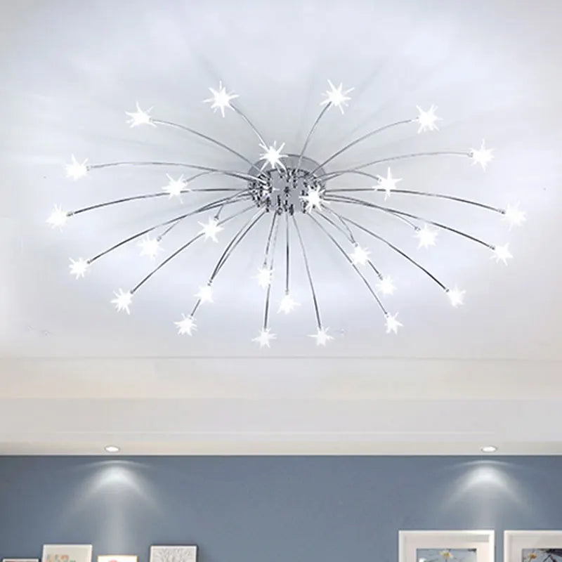 Modern Chandeliers For Living Room Led Lamp Nordic Design Light Fixtures Bedroom Kitchen Foyer Decor Home Lighting Chrome Metal