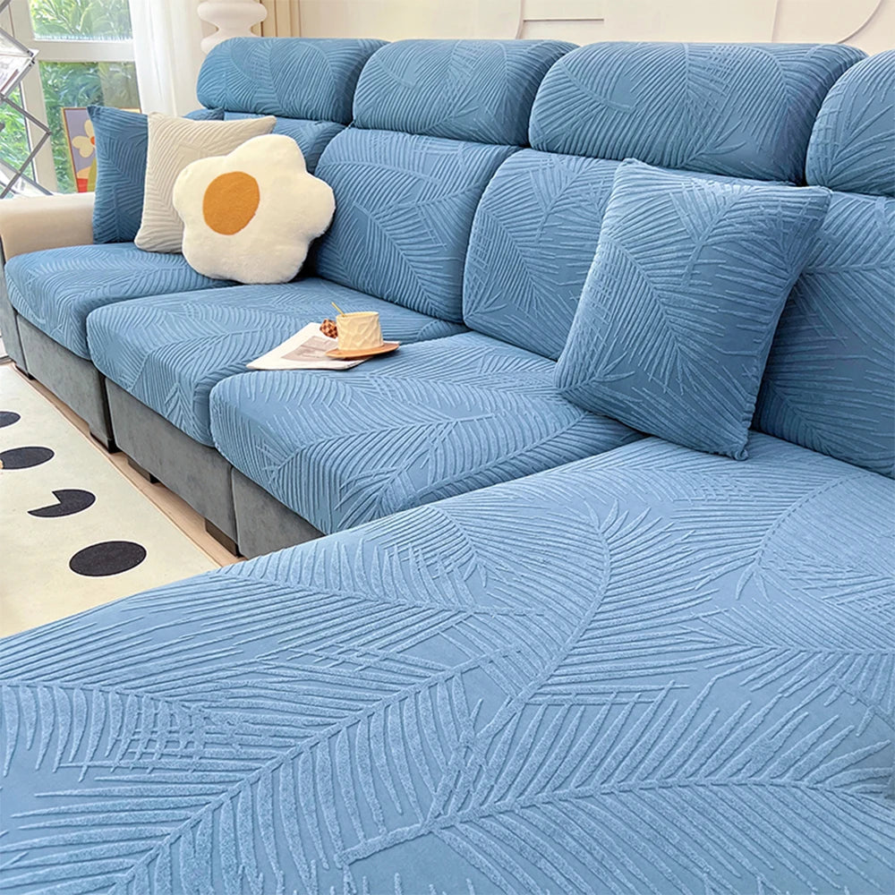 Waterproof Sofa Cover Jacquard Stretch Sofa Cushion Seat Case Chaise Longue Living Room Furniture Protector Solid Colors Home