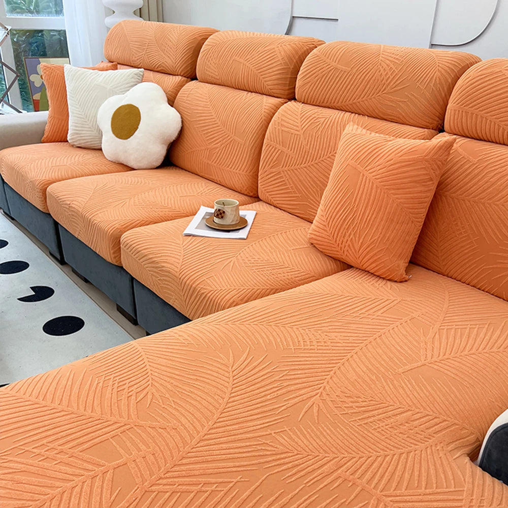 Waterproof Sofa Cover Jacquard Stretch Sofa Cushion Seat Case Chaise Longue Living Room Furniture Protector Solid Colors Home