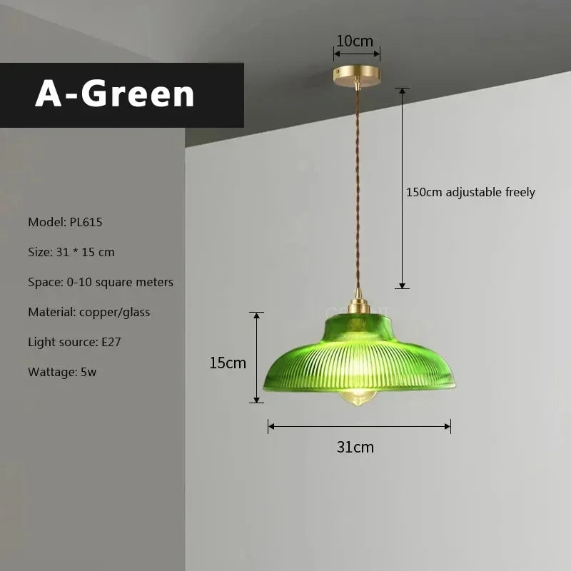 Nordic Glass Pendant Lights Retro Lighting Fixtures Home Lighting Bedroom Living Room  Hanging lamp Beside Copper Lamp Luminaire