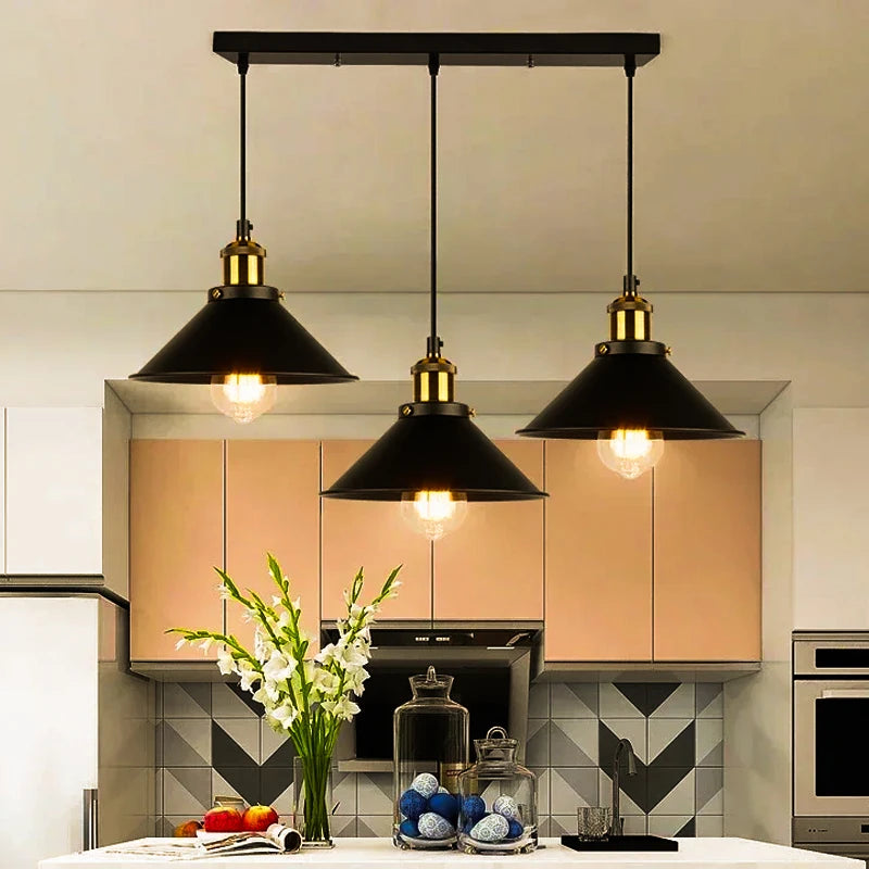 Vintage 3Light E27 Pendant Light Chandelier for Living Room Dining Bedroom Hanging Lamp Home Lighting Fixture