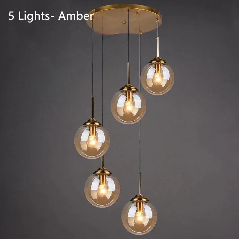 Modern Art Glass Ball LED Chandelier Kitchen Dining Room Bedhead Wall Store Interior Chandelier Home Lighting Decoration