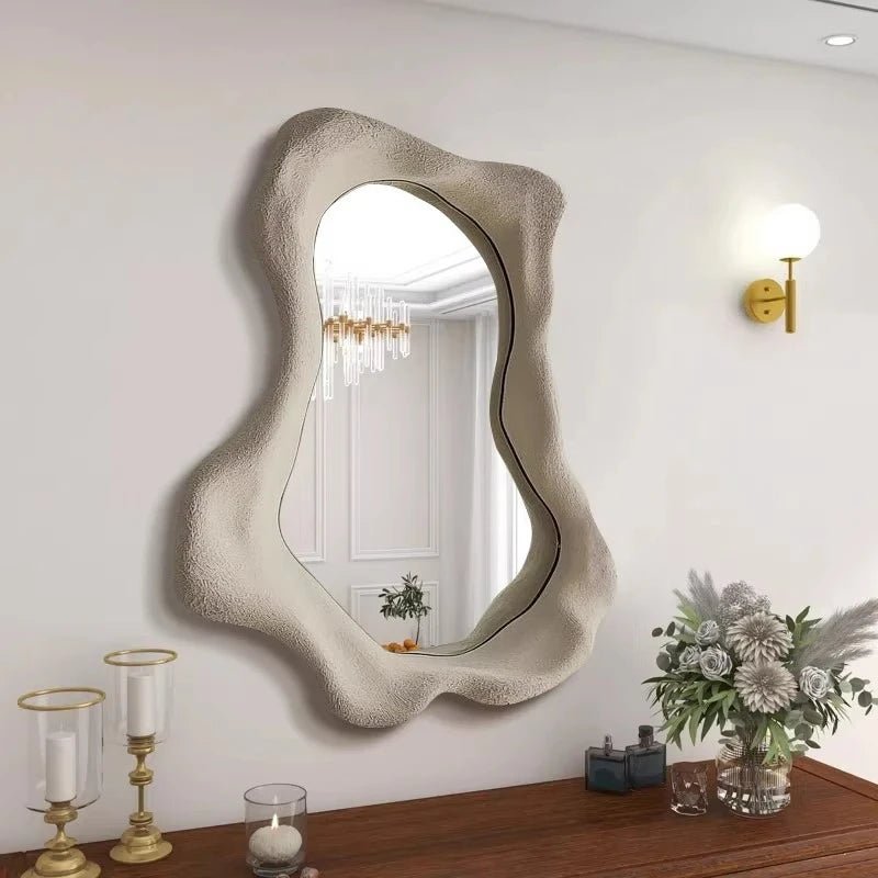 Modern Bathroom Decor Decorative Mirror Nordic Irregular Light Luxury Wall-mounted Art Makeup Mirror Creative Bathroom Mirror