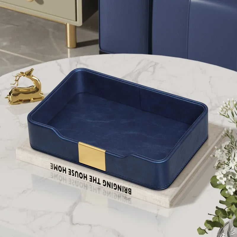 Leather Tray Decorative Trays Rectangular Vanity Keys Storage Tray Modern Luxury Accessory Organizer Trays Home Organization