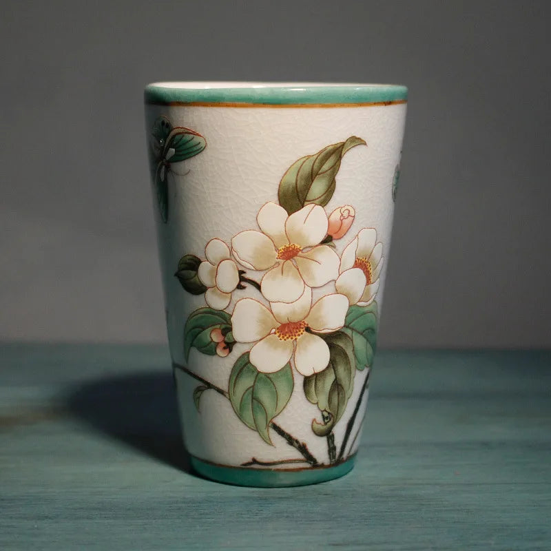 Flowers Ceramic Toothbrush Holder Storage Divided Bottle Bathroom Accessories Floral Mouthwash Cup Lotion Bottle Bathroom Decor