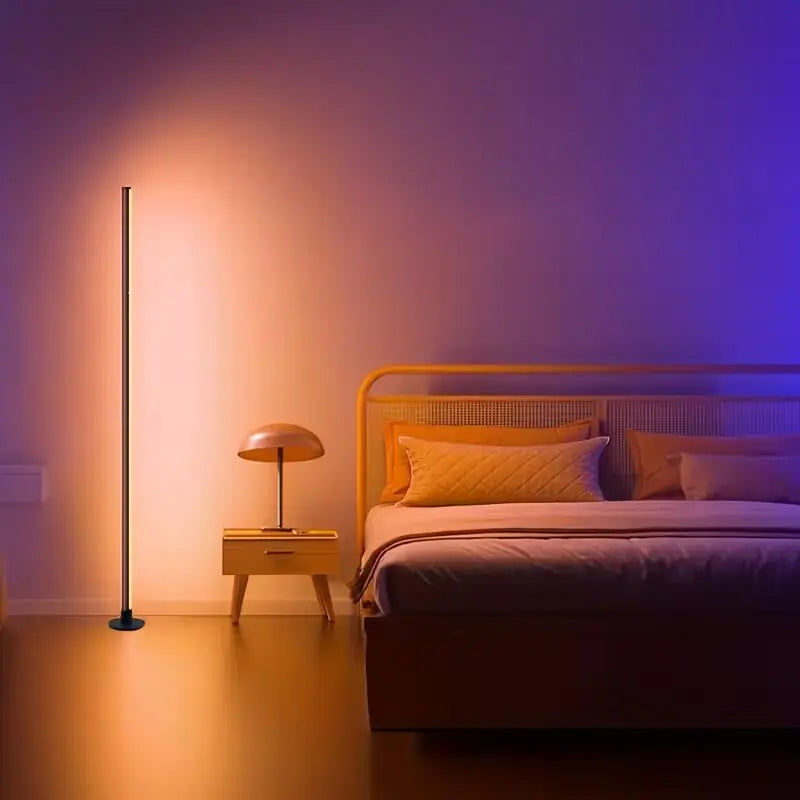 Smart RGB LED Corner Floor Lamp Music Rhythm Timing Remote Control Light for Living Room Bedroom Gaming Zone