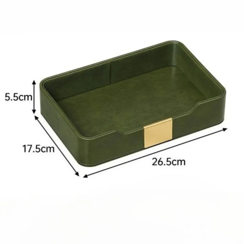 Leather Tray Decorative Trays Rectangular Vanity Keys Storage Tray Modern Luxury Accessory Organizer Trays Home Organization