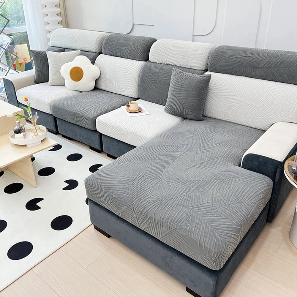 Waterproof Sofa Cover Jacquard Stretch Sofa Cushion Seat Case Chaise Longue Living Room Furniture Protector Solid Colors Home