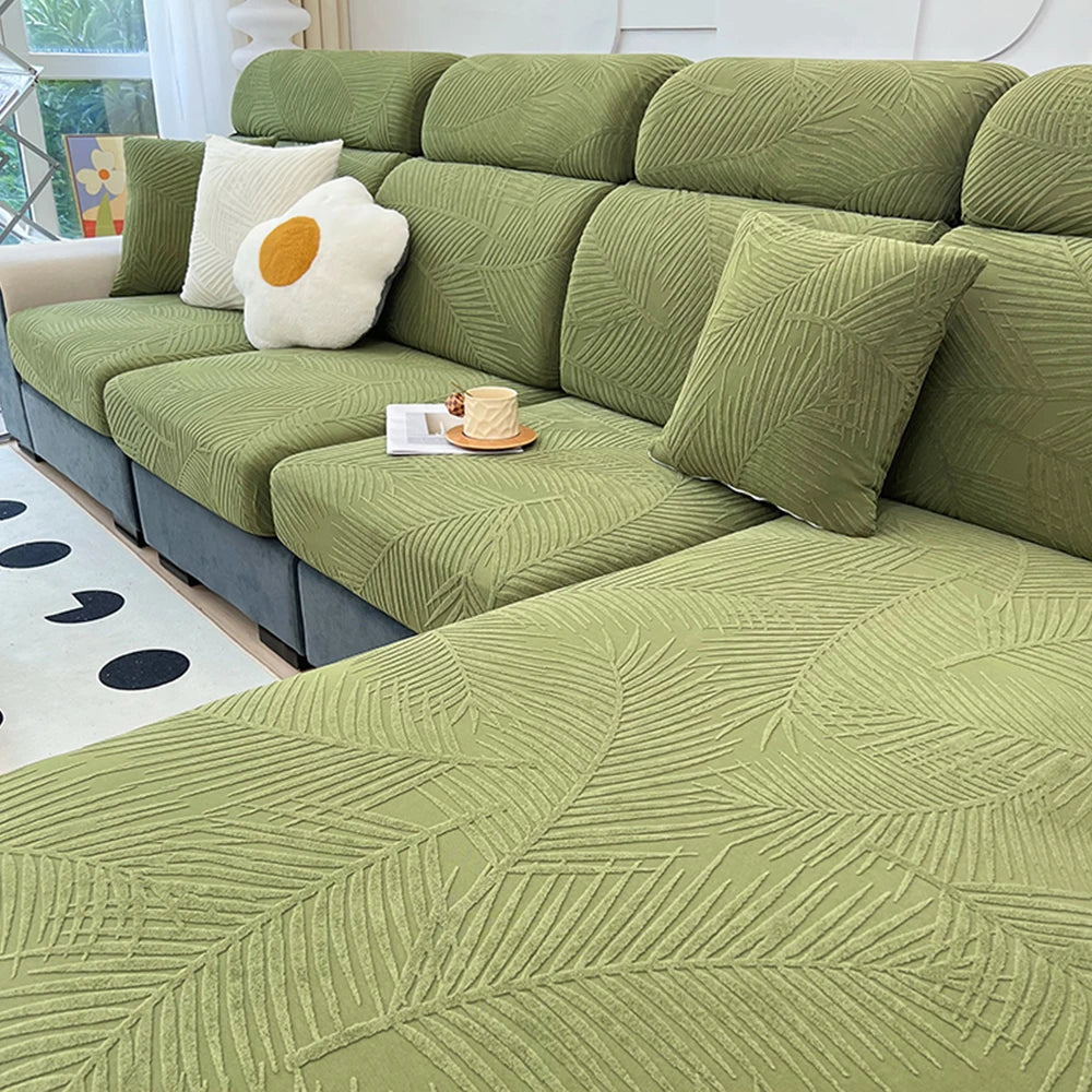 Waterproof Sofa Cover Jacquard Stretch Sofa Cushion Seat Case Chaise Longue Living Room Furniture Protector Solid Colors Home