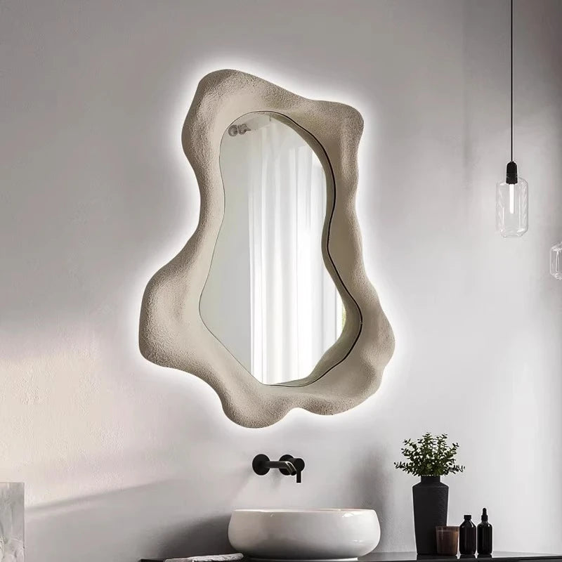 Modern Bathroom Decor Decorative Mirror Nordic Irregular Light Luxury Wall-mounted Art Makeup Mirror Creative Bathroom Mirror