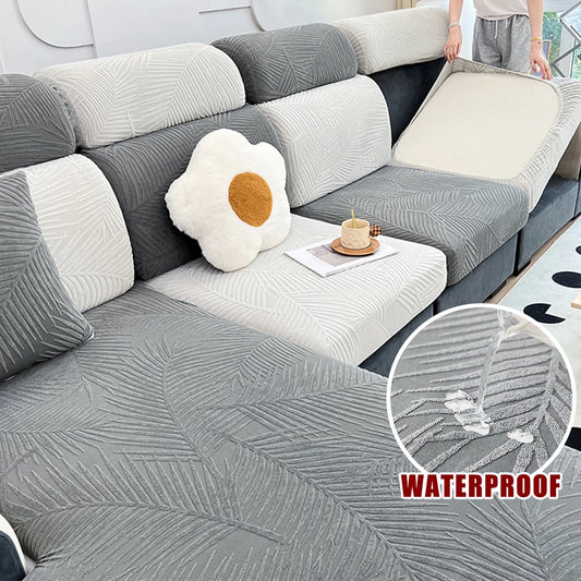 Waterproof Sofa Cover Jacquard Stretch Sofa Cushion Seat Case Chaise Longue Living Room Furniture Protector Solid Colors Home