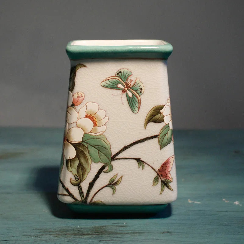 Flowers Ceramic Toothbrush Holder Storage Divided Bottle Bathroom Accessories Floral Mouthwash Cup Lotion Bottle Bathroom Decor