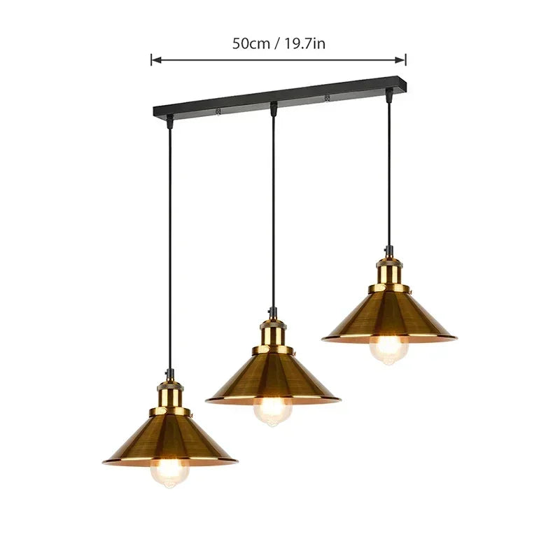Vintage 3Light E27 Pendant Light Chandelier for Living Room Dining Bedroom Hanging Lamp Home Lighting Fixture