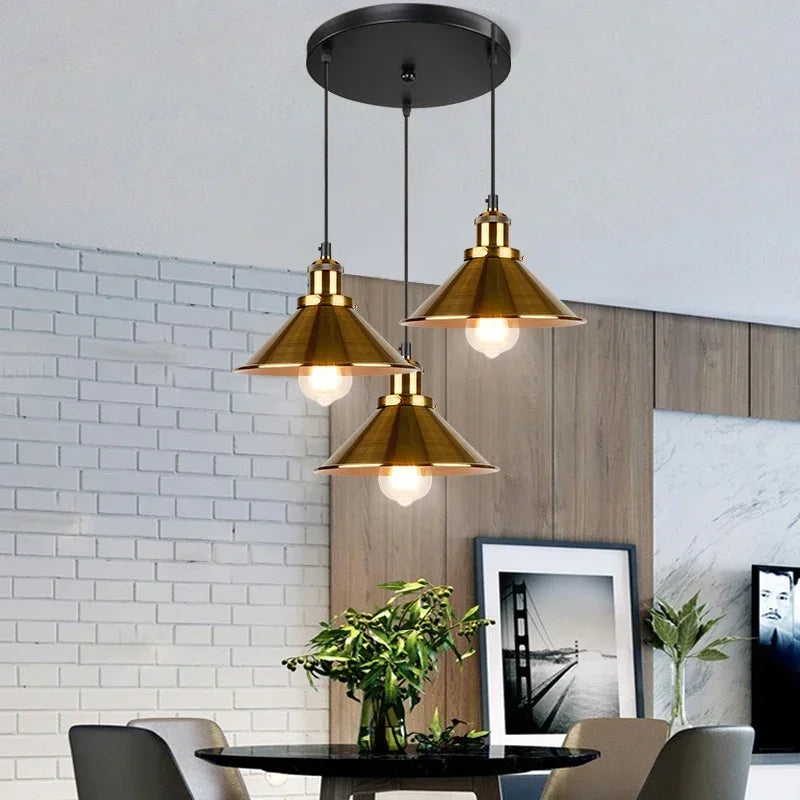 Vintage 3Light E27 Pendant Light Chandelier for Living Room Dining Bedroom Hanging Lamp Home Lighting Fixture