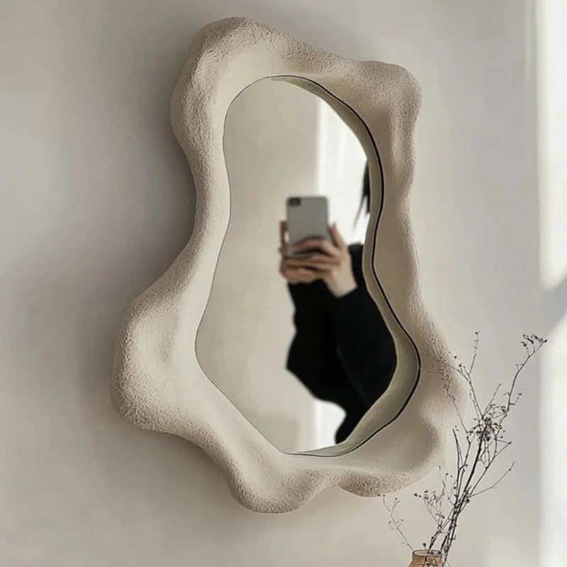 Modern Bathroom Decor Decorative Mirror Nordic Irregular Light Luxury Wall-mounted Art Makeup Mirror Creative Bathroom Mirror