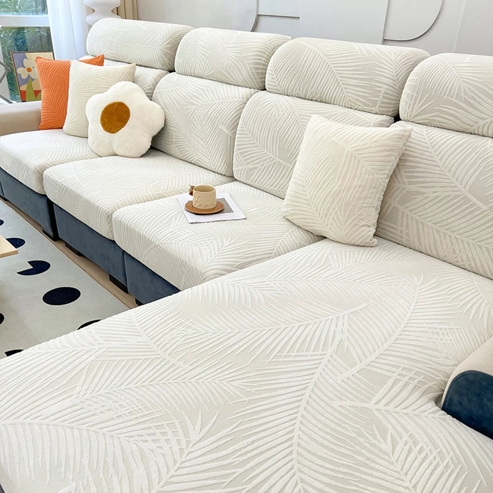 Waterproof Sofa Cover Jacquard Stretch Sofa Cushion Seat Case Chaise Longue Living Room Furniture Protector Solid Colors Home