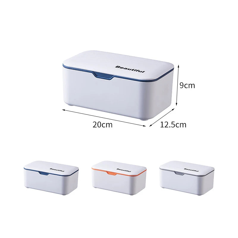Multi-Functional Tissue Storage Box with Secure Seal Cover Wet Wipe Holder with Dust-Proof Lid Storage Bin for Home Organization