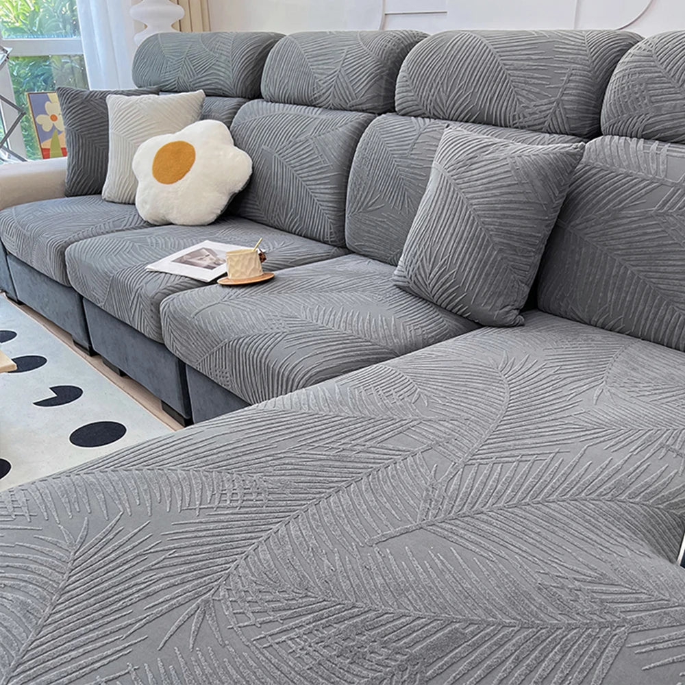 Waterproof Sofa Cover Jacquard Stretch Sofa Cushion Seat Case Chaise Longue Living Room Furniture Protector Solid Colors Home