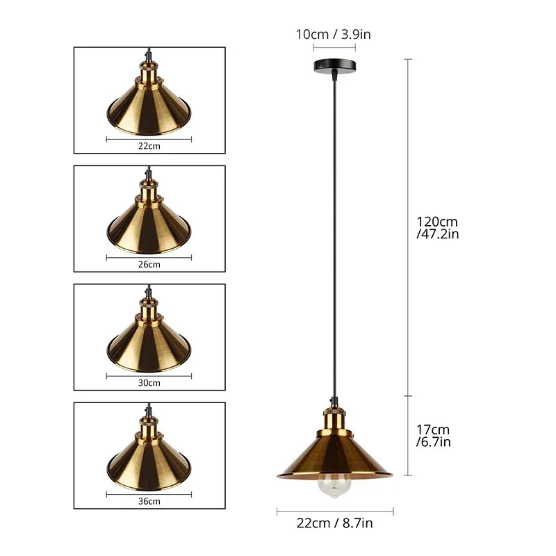 Vintage 3Light E27 Pendant Light Chandelier for Living Room Dining Bedroom Hanging Lamp Home Lighting Fixture