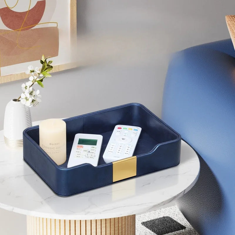 Leather Tray Decorative Trays Rectangular Vanity Keys Storage Tray Modern Luxury Accessory Organizer Trays Home Organization