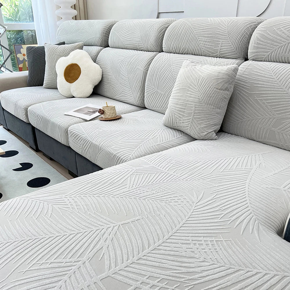 Waterproof Sofa Cover Jacquard Stretch Sofa Cushion Seat Case Chaise Longue Living Room Furniture Protector Solid Colors Home
