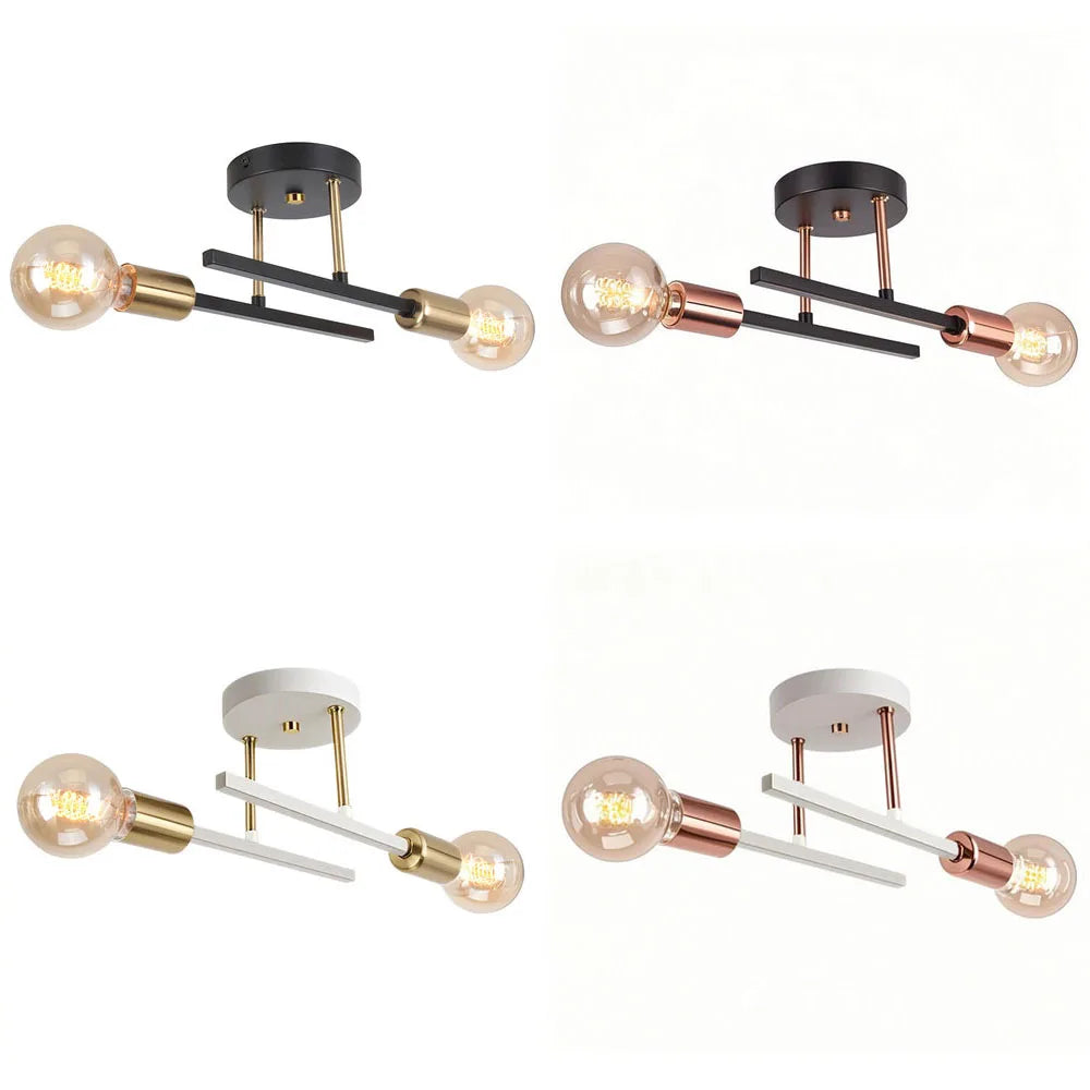 Retro Chandelier Wrought Iron LED Ceiling Lamp Black and Gold E27 Light Living Room Bar Modern Decoration Home Lighting Fixture