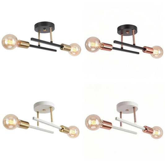 Retro Chandelier Wrought Iron LED Ceiling Lamp Black and Gold E27 Light Living Room Bar Modern Decoration Home Lighting Fixture