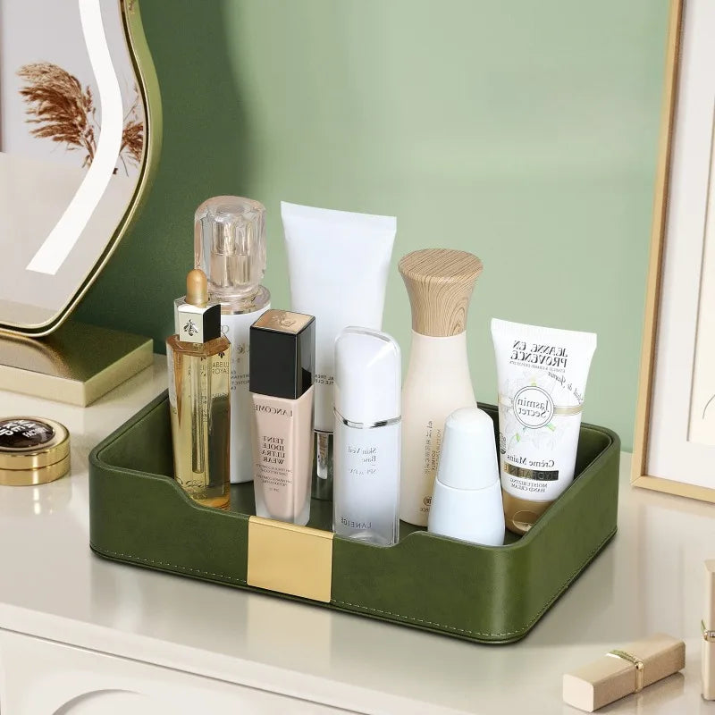 Leather Tray Decorative Trays Rectangular Vanity Keys Storage Tray Modern Luxury Accessory Organizer Trays Home Organization