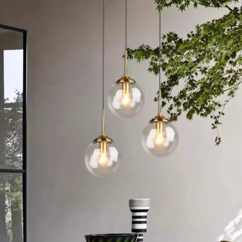 Modern Art Glass Ball LED Chandelier Kitchen Dining Room Bedhead Wall Store Interior Chandelier Home Lighting Decoration