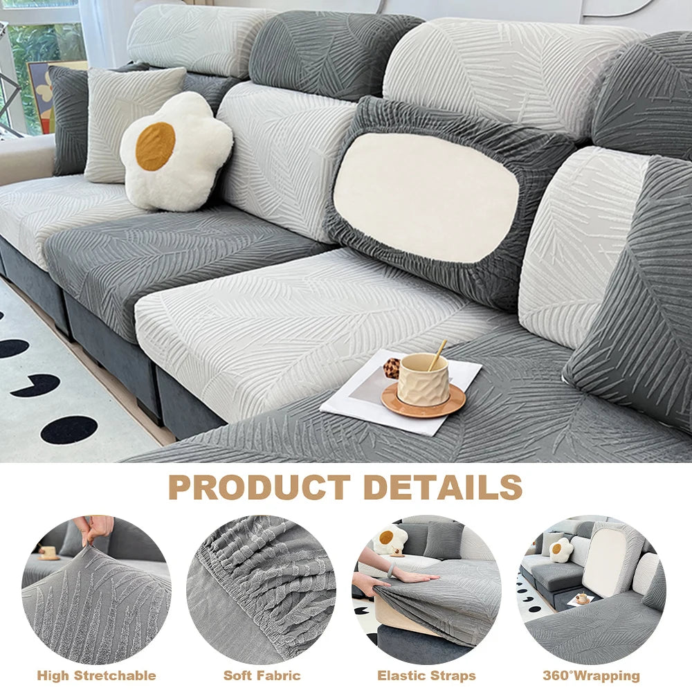 Waterproof Sofa Cover Jacquard Stretch Sofa Cushion Seat Case Chaise Longue Living Room Furniture Protector Solid Colors Home