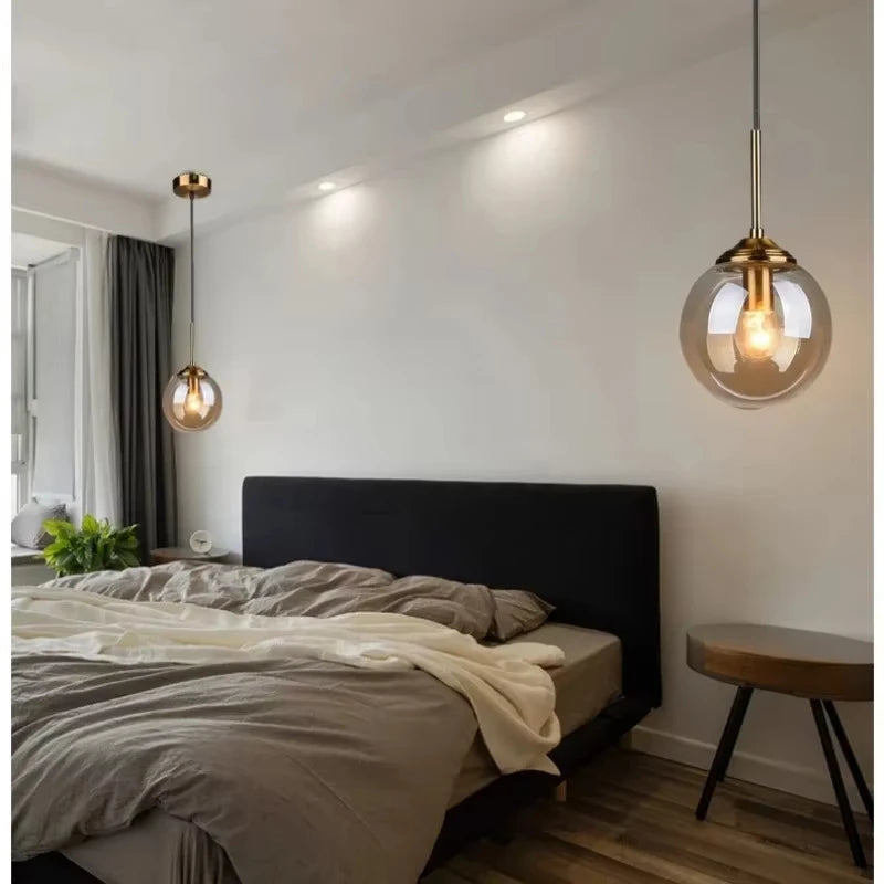 Modern Art Glass Ball LED Chandelier Kitchen Dining Room Bedhead Wall Store Interior Chandelier Home Lighting Decoration